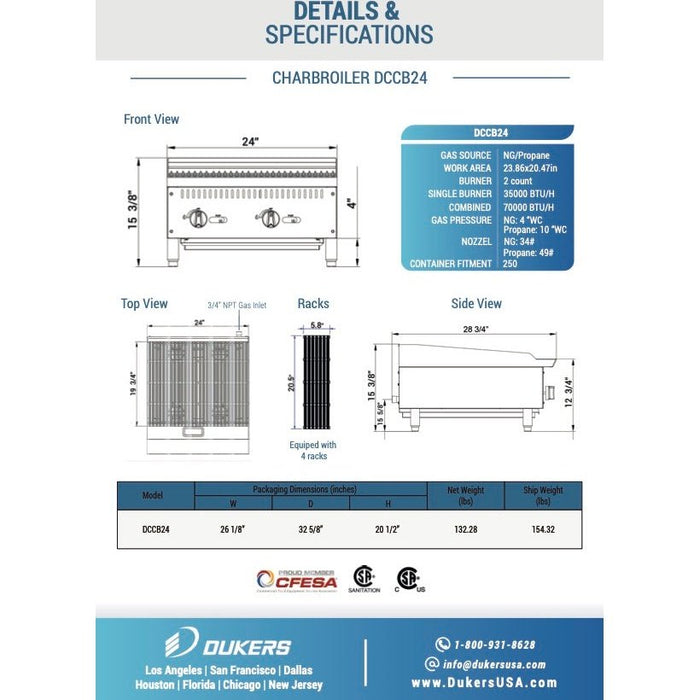 Dukers Countertop Charbroiler