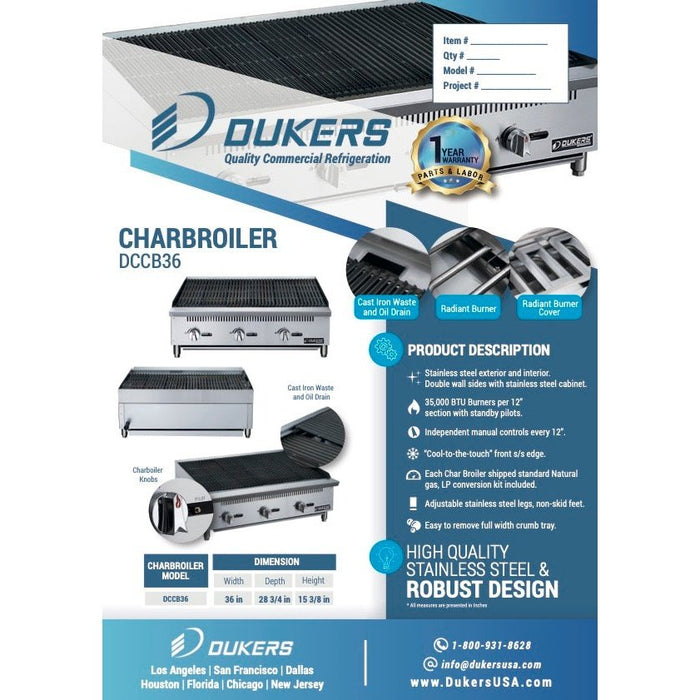 Dukers Countertop Charbroiler