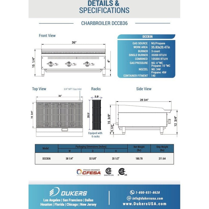 Dukers Countertop Charbroiler