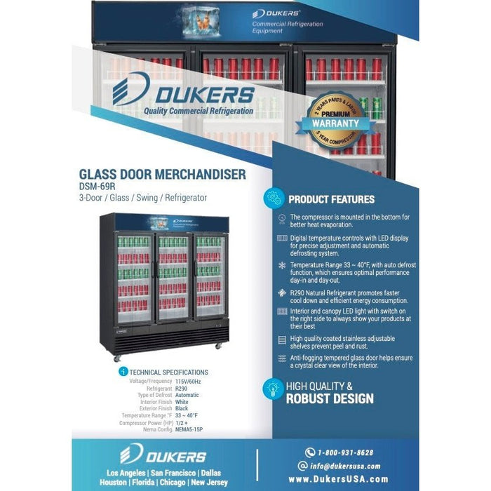 Dukers Glass Door Merchandiser Refrigerator