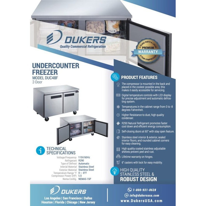 Dukers Undercounter Freezer in Stainless Steel