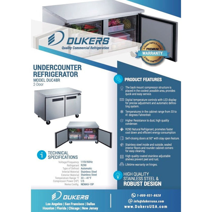 Dukers Undercounter Refrigerator in Stainless Steel