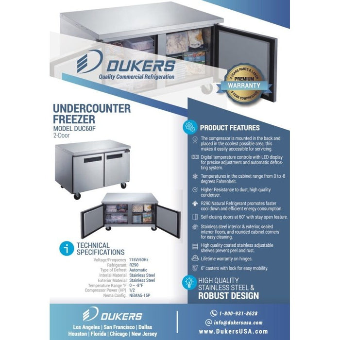 Dukers Undercounter Freezer in Stainless Steel