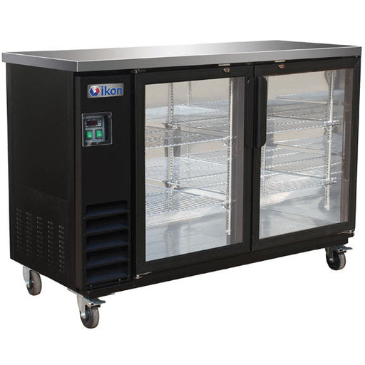 IKON IBB61-2G-24SD 61 1/10" Bar Refrigerator - 2 Sliding Glass Doors, Black, 115v