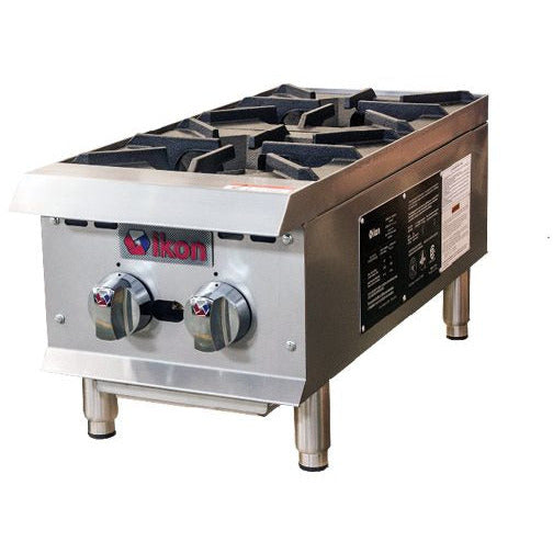 IKON IHP-2-12 12" Gas Hotplate w/ 2 Burners & Manual Controls, Natural Gas/Liquid Propane
