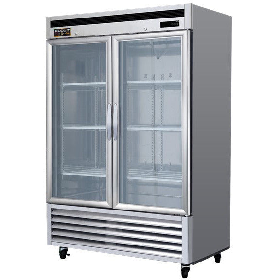 Kool-It KBSR-2G 54" Two Section Reach In Refrigerator - 2 Left/Right Hinge Glass Doors, 115v
